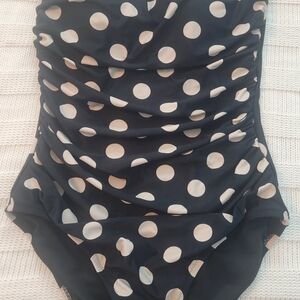 J. Crew Black and White Polka Dot One Piece Swimsuit